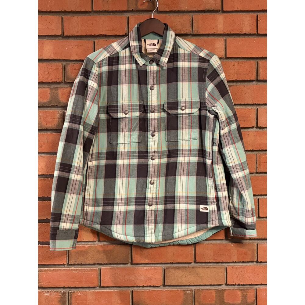 The North Face Campshire Sherpa Lined Plaid Long Sleeve Shirt Size Small